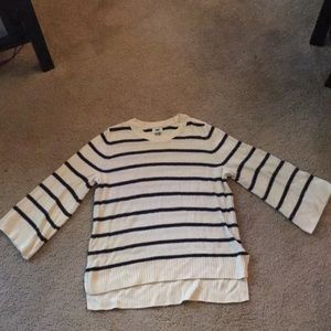 Old navy bell sleeve sweater, cream with navy st.